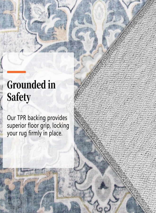 TTelephant 2x6 Runner Rug, Soft Non-Slip Vintage Medallion Rug, Low-Pile Printed Indoor Runners for Entryway, Hallways, Kitchen, Laundry Room, Bedside -Blue/Gray - Image 5